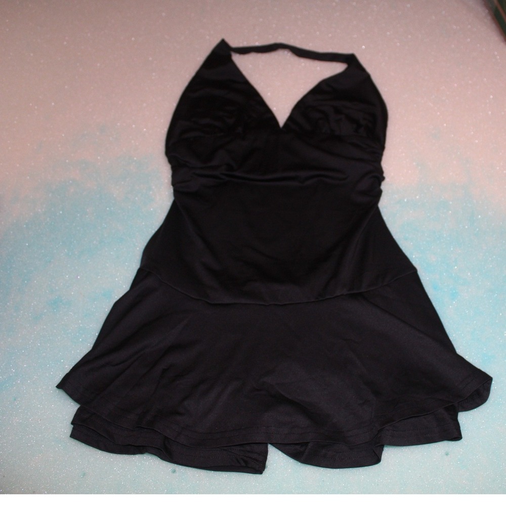 Unbranded Black Halter Neck Dance Dress One Piece with Built-in Shorts Size S